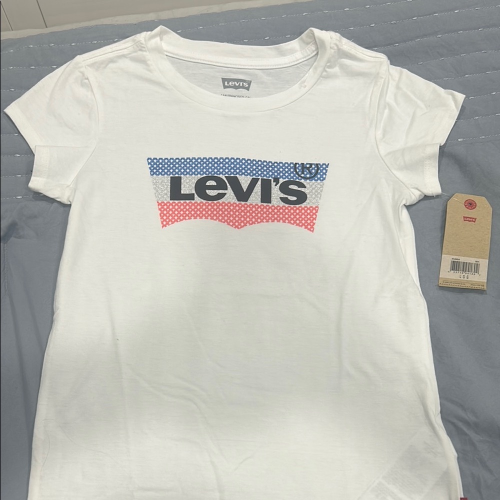 Levi's White Tee with Red and Blue Logo